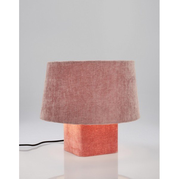 Lampada da tavolo rosa in metallo con paralume in tessuto (altezza totale 35 cm) Demra – Bizzotto-image-1