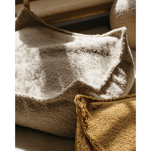 Pouf a sacco per bambini marrone con rivestimento in bouclé Square – Wigiwama-image-3