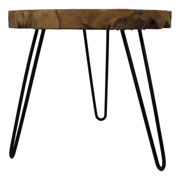 Tavolo pieghevole Helen con piano in legno di teak non trattato, ⌀ 55 cm Root - HSM collection-image-1