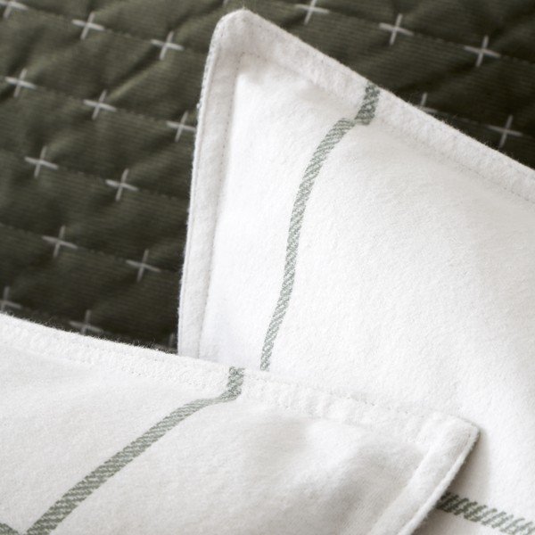 Set copripiumino e federa verde/color crema in flanella per letto singolo 135x200 cm Brushed Regal Check – Bianca-image-4