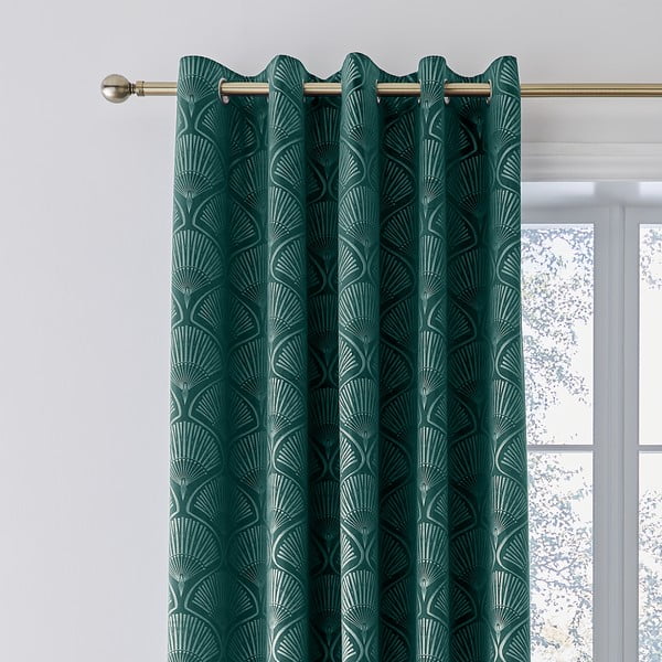 Tende in tessuto dimout verdi in set di 2 pezzi 229x229 cm Art Deco Pearl - Catherine Lansfield