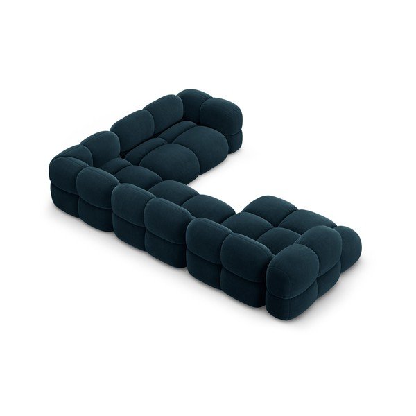 Divano angolare blu scuro (con penisola a destra/a U) con rivestimento in velluto Loretto – Cosmopolitan Design-image-3