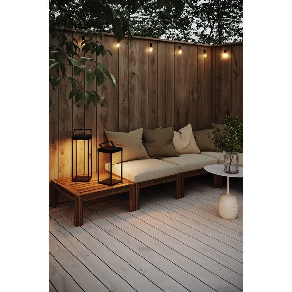 Lanterna a LED nera con alimentazione a pannelli solari e con ricarica USB da esterno (altezza totale 42 cm) Pure – Markslöjd-image-3