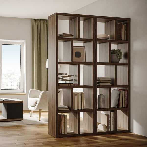 Libreria marrone effetto noce 70x198 cm Berlin - TemaHome-image-1