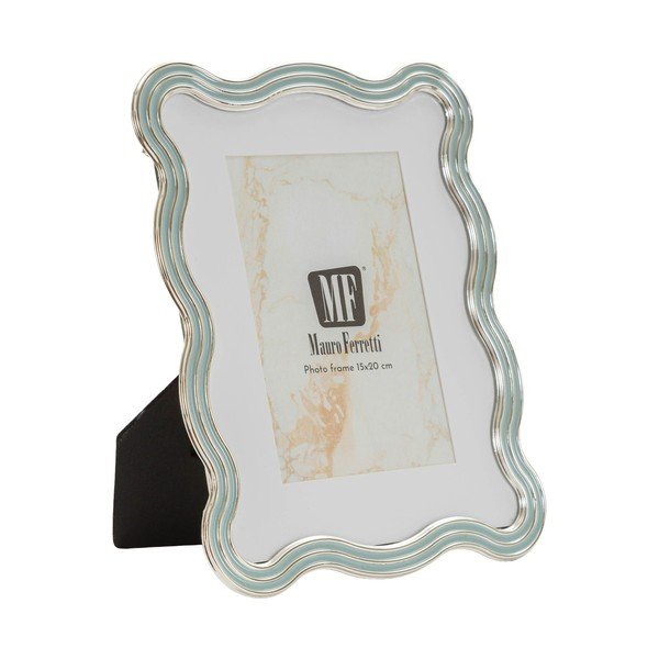 Cornice azzurra/argentata in metallo/in vetro verticale con sostegno 17,5x22,5 cm Elizabeth – Mauro Ferretti