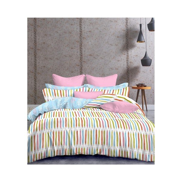 Biancheria da letto in microfibra per letto matrimoniale Basic Stiches, 200 x 220 cm - DecoKing-image-1