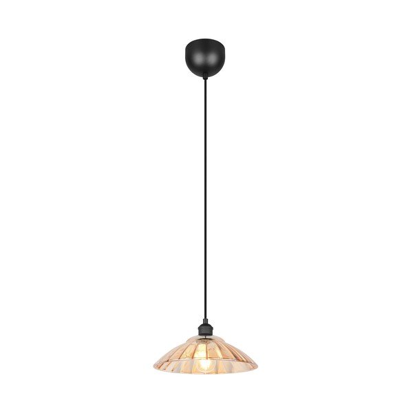 Lampadario nero/color ambra in metallo con paralume in vetro ø 29,5 cm Eluna – Reality-image-3