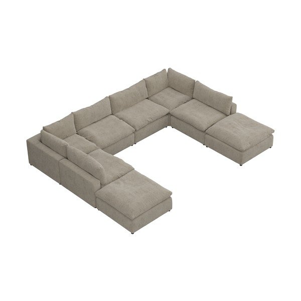 Divano angolare a U grigio chiaro Moonlight - Furninova-image-3