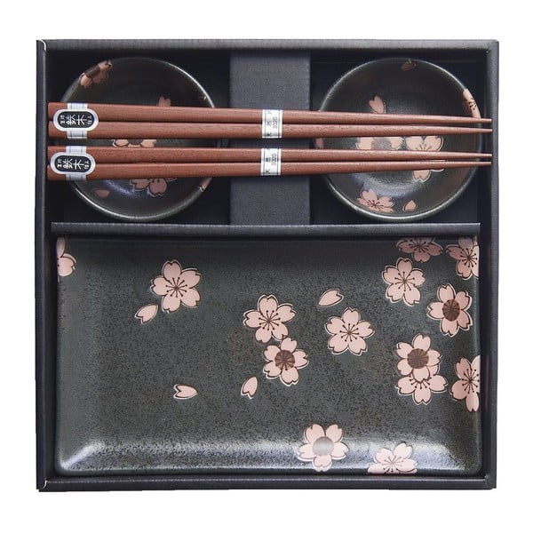 Set da 6 pezzi di piatti da sushi in ceramica grigia Sakura - MIJ