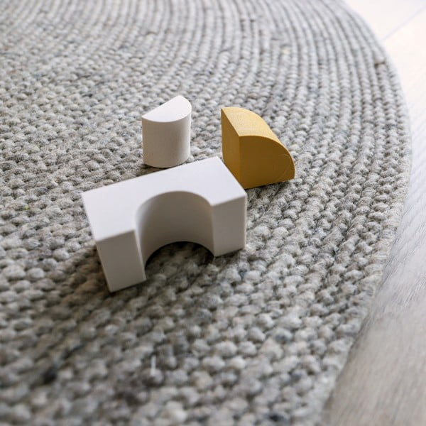 Tappeto grigio in misto lana e cotone fatto a mano, ø 140 cm Neethu - Nattiot-image-3