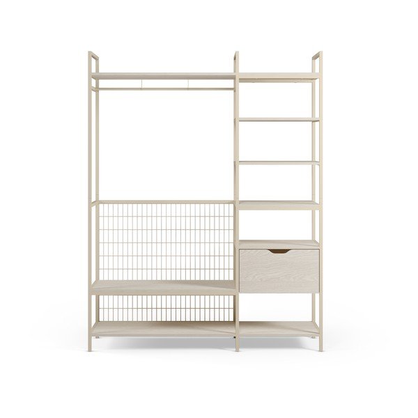 Armadio color crema in acciaio a giorno 140x179,5x40 cm Amara – Marckeric-image-2