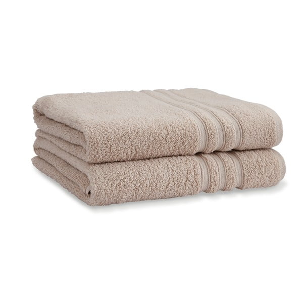 Set di asciugamani tipo terry beige in cotone 2 pz 90x140 cm Zero Twist – Catherine Lansfield