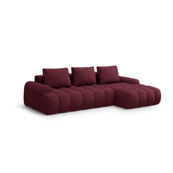 Divano angolare burgundy allungabile/con contenitore (con penisola a destra/con chaise lounge) Linz – Cosmopolitan Design-image-2