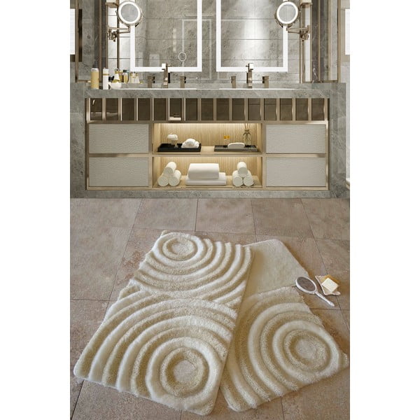 Set di tappetini per il bagno beige 3 pz 60x100 cm Wave – Foutastic-image-2