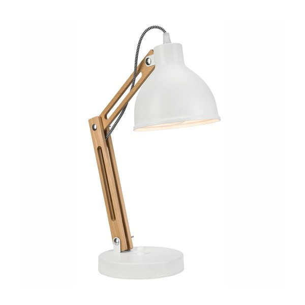Lampada da tavolo bianco-marrone con paralume in metallo, altezza 44 cm Marcello - LAMKUR