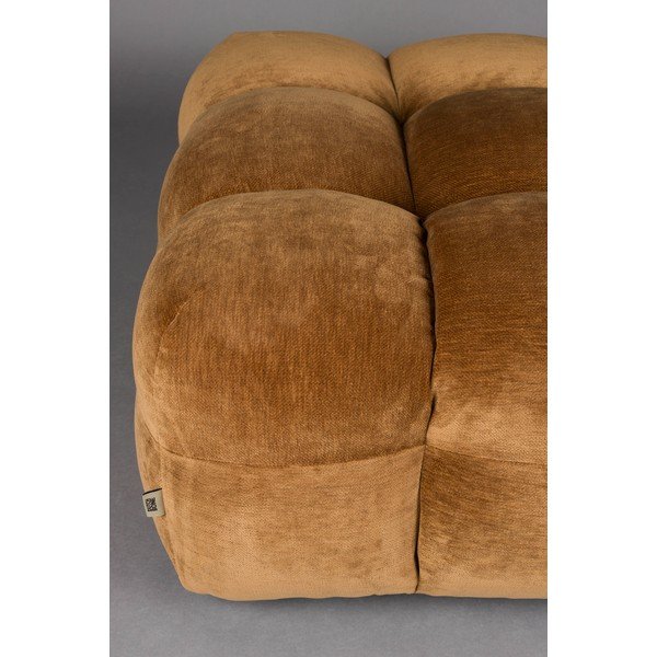 Poggiapiedi componibile marrone con rivestimento in velluto Hackman – Dutchbone-image-3