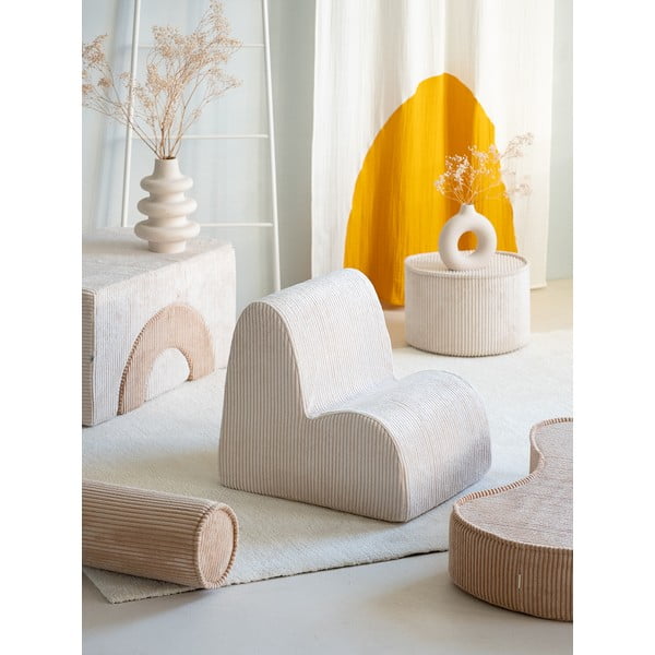 Poltrona per bambini color crema con rivestimento in velluto a coste Cloud – Wigiwama-image-1