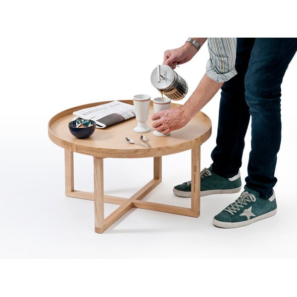 Tavolo rotondo in legno di quercia, Ø 66 cm Round - Wireworks-image-1