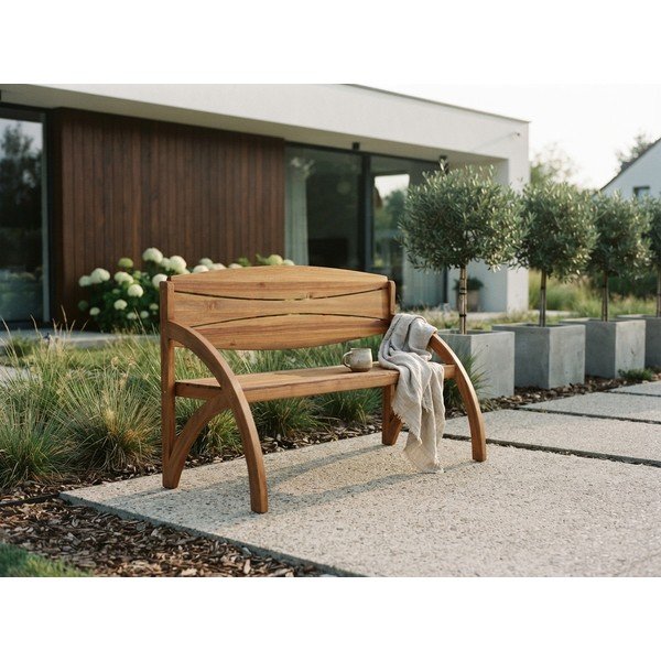 Panchina da giardino in legno marrone Hadia - Garden Pleasure-image-1