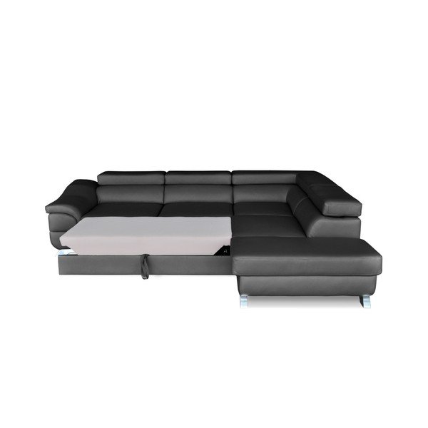 Tmavě šedá rohová rozkládací pohovka Windsor & Co. Sofas Omnikron, pravý roh-image-4