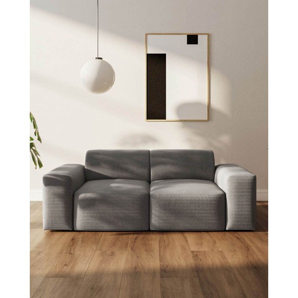 Divano in velluto a coste grigio 205 cm Fluvio - MESONICA-image-3
