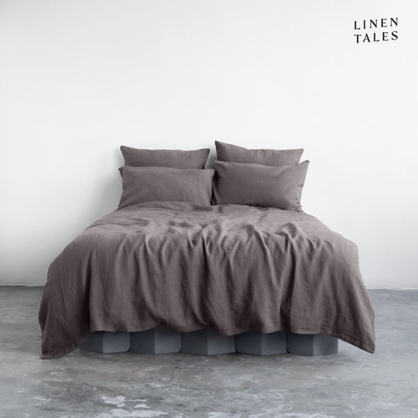Lenzuola grigio scuro per letto singolo 135x200 cm Dark Grey - Linen Tales