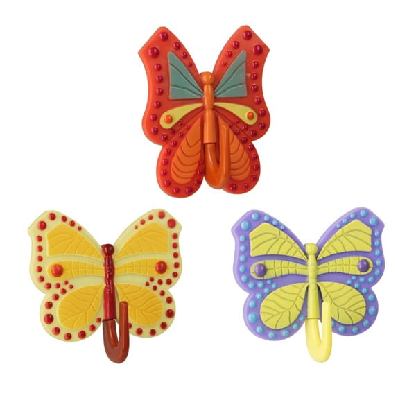Set di 3 ganci autoadesivi colorati Butterfly - Metaltex