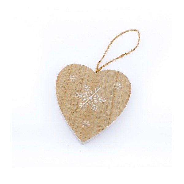 Dřevěné závěsné srdce Dakls Snowflake, výška 6,5 cm
