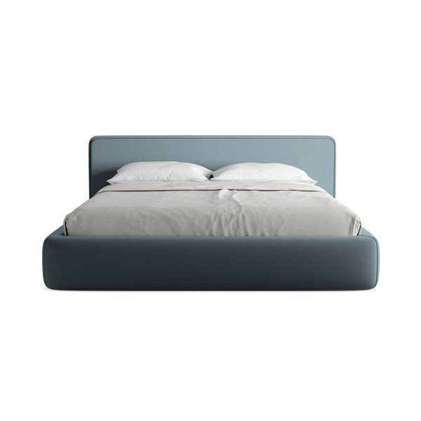 Letto matrimoniale imbottito blu con contenitore con griglia 180x200 cm Kiana - Makamii-image-4