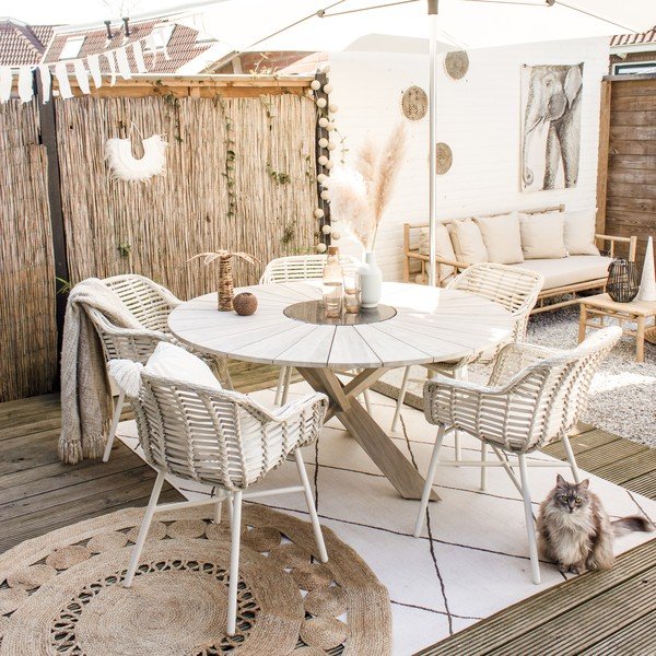 Sedia da giardino in plastica beige Cecilia - Hartman-image-3