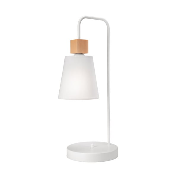 Lampada da tavolo bianca con paralume in tessuto, altezza 52 cm Enrico - LAMKUR