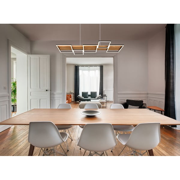 Lampadario nero-color legno a LED dimmerabile Harper - Trio-image-1