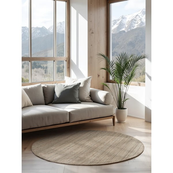Tappeto rotondo grigio tortora in iuta ø 160 cm Bouclé Jaipur – Hanse Home-image-1