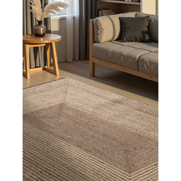 Tappeto colore naturale chiaro/colore naturale scuro in iuta reversibile/tessuto a mano 120x170 cm Juno – Hanse Home-image-1