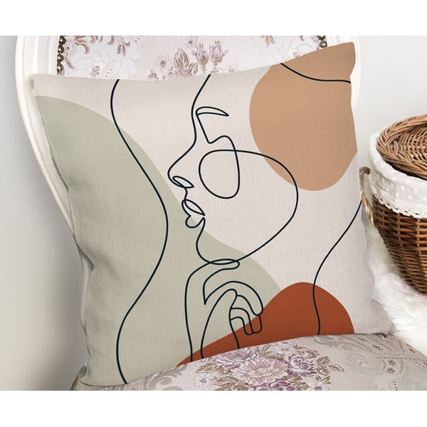 Federa Pastello disegno viso, 45 x 45 cm - Minimalist Cushion Covers-image-2