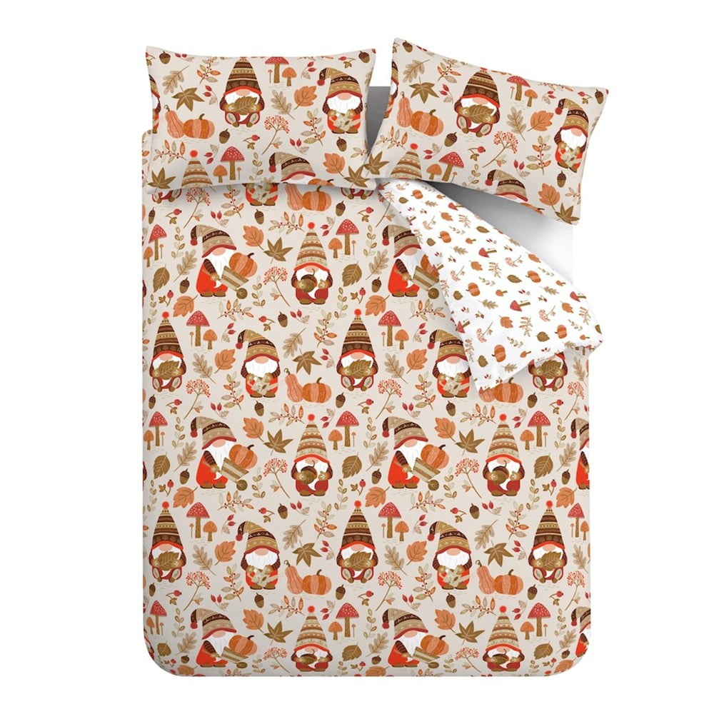 Set copripiumino e federa arancione e marrone per letto matrimoniale 200x200 cm Woodland Gonks – Catherine Lansfield | Biancheria da letto