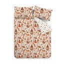 Set copripiumino e federa arancione e marrone per letto matrimoniale 200x200 cm Woodland Gonks – Catherine Lansfield