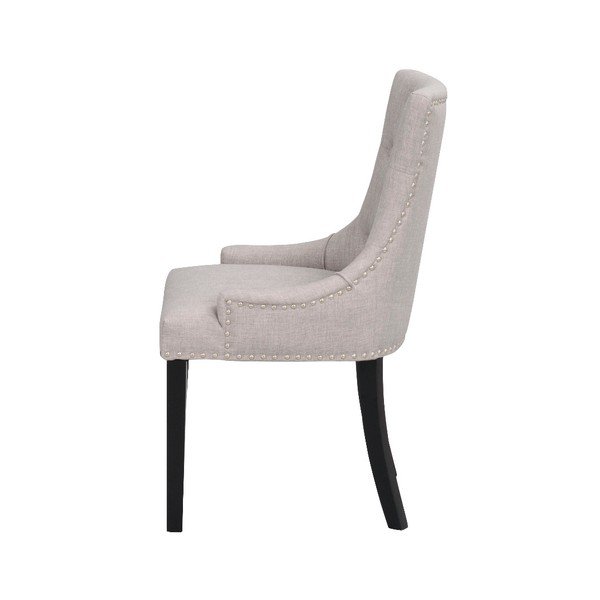 Sedia da pranzo imbottita grigio chiaro con gambe nere Vicky - Rowico-image-1
