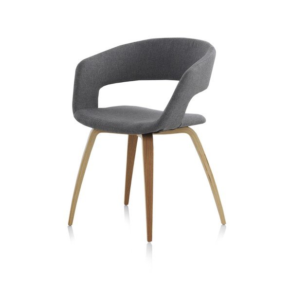 Sedia da pranzo in legno con rivestimento grigio - Geese