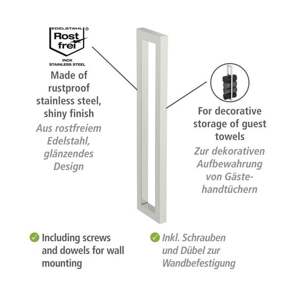 Porta asciugamani a parete in acciaio inox Reitani - Wenko-image-3