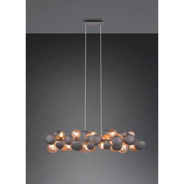 Lampada a sospensione con paralume in vetro grigio-oro Bubble - Trio Select-image-2