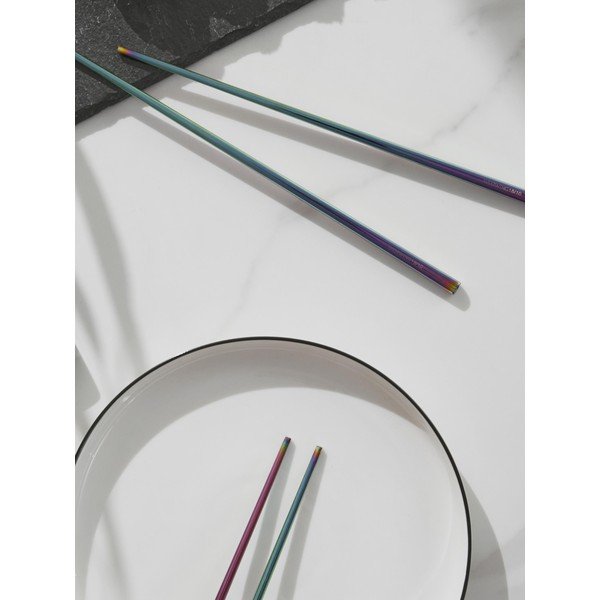 Set di 2 paia di bacchette in acciaio inossidabile Shine - Westwing Collection-image-1