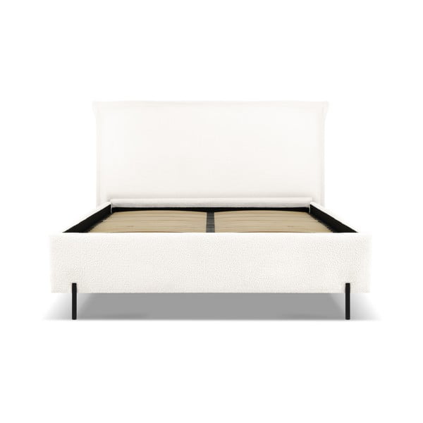 Letto matrimoniale imbottito bianco con contenitore e doghe 160x200 cm Armie - Milo Casa-image-2