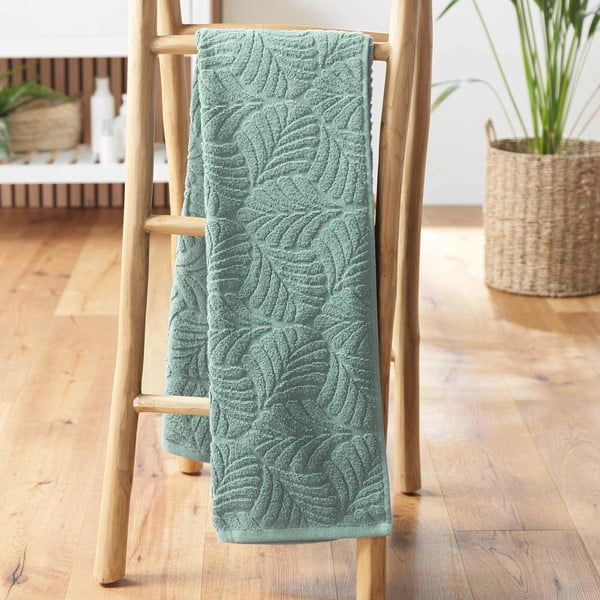 Asciugamano in spugna di cotone verde chiaro 70x130 cm Madeira - douceur d'intérieur-image-1