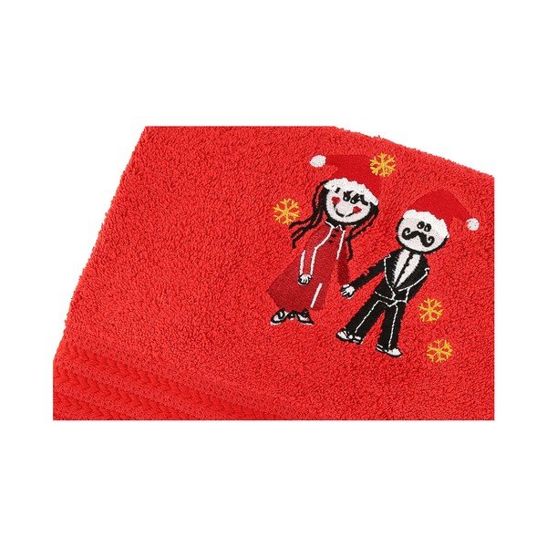 Set di 2 asciugamani in cotone rosso Cift Red - Foutastic-image-1