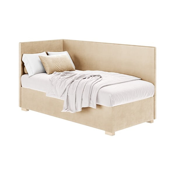Letto da bambini con sponde beige con contenitore con materasso incluso 90x200 cm Flexi – Ghado-image-2