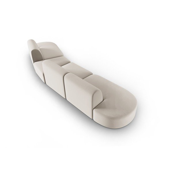 Divano beige con penisola a destra con rivestimento in velluto 428 cm Paolo – Milo Casa-image-3