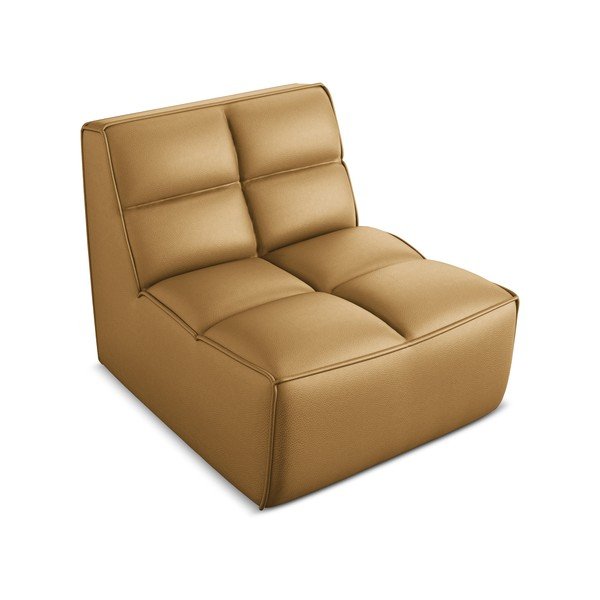 Parte divano componibile marrone cognac con rivestimento in finta pelle Kalai – Makamii-image-1