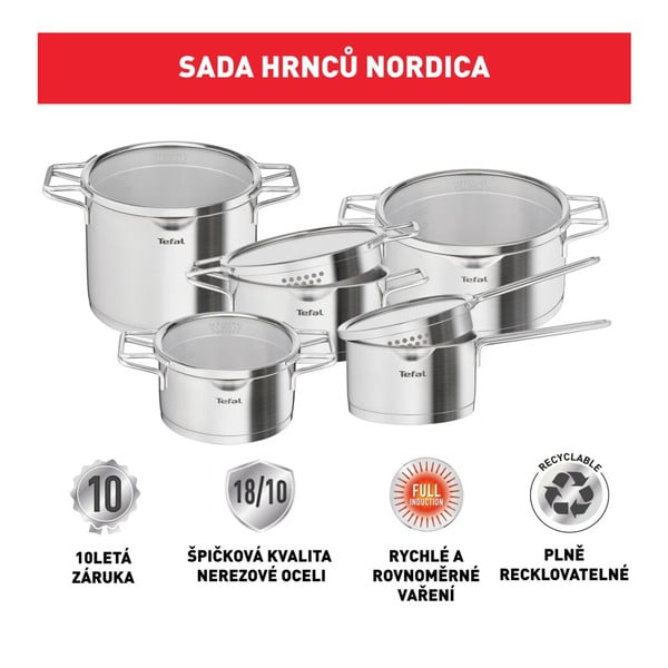 Set di 10 pentole in acciaio inox Nordica - Tefal-image-4