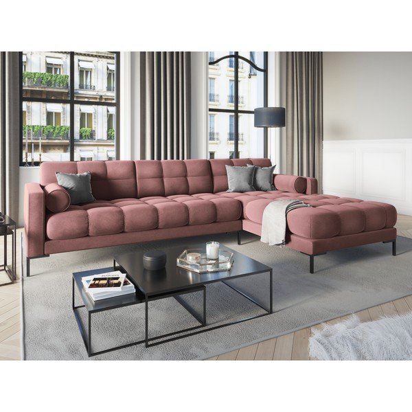 Divano angolare in velluto rosa, angolo destro Bali - Cosmopolitan Design-image-1